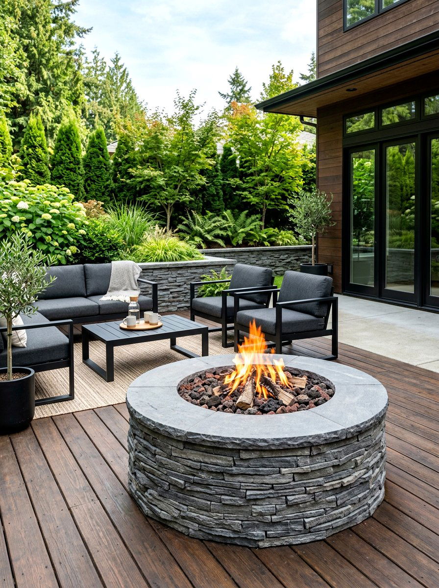 Backyard Ledge Stone Fire Pit - 30 stone fire pit ideas