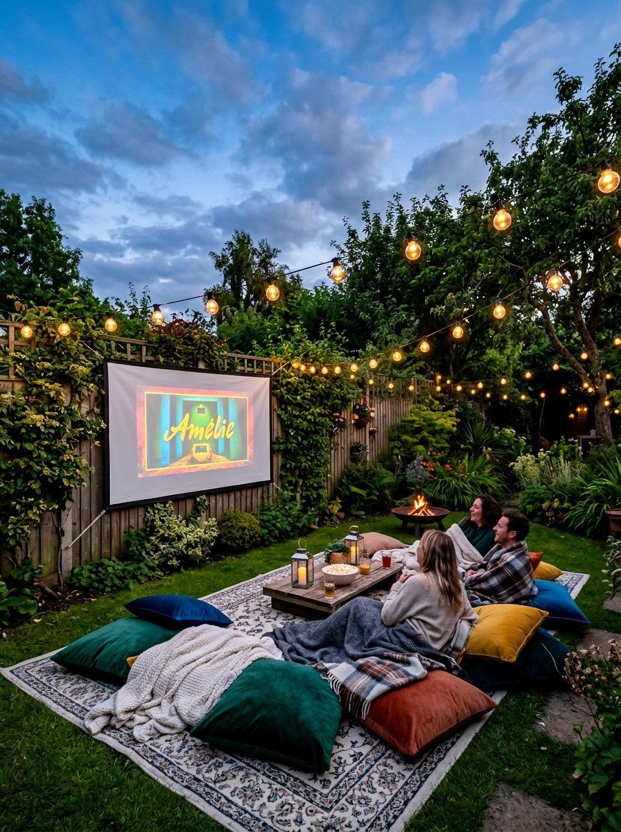 Backyard Movie Night - 30 romantic hosting at home ideas
