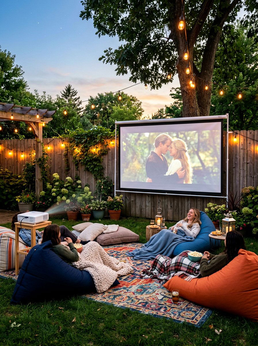 Backyard Movie Screen - 30 summer entertaining patio ideas