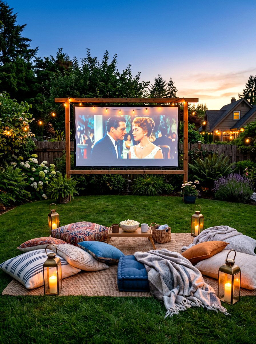 Backyard Movie Screen - 30 Pinterest backyard makeover ideas