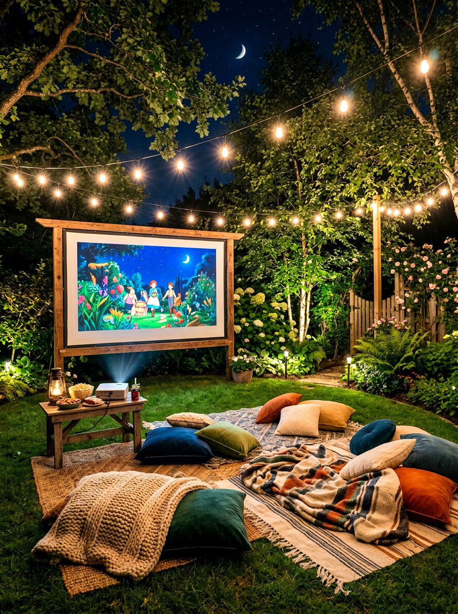 Backyard Outdoor Cinema - 30 cozy backyard ideas