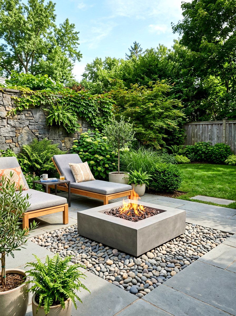 Backyard Pebble Fire Pit - 30 modern fire pit ideas