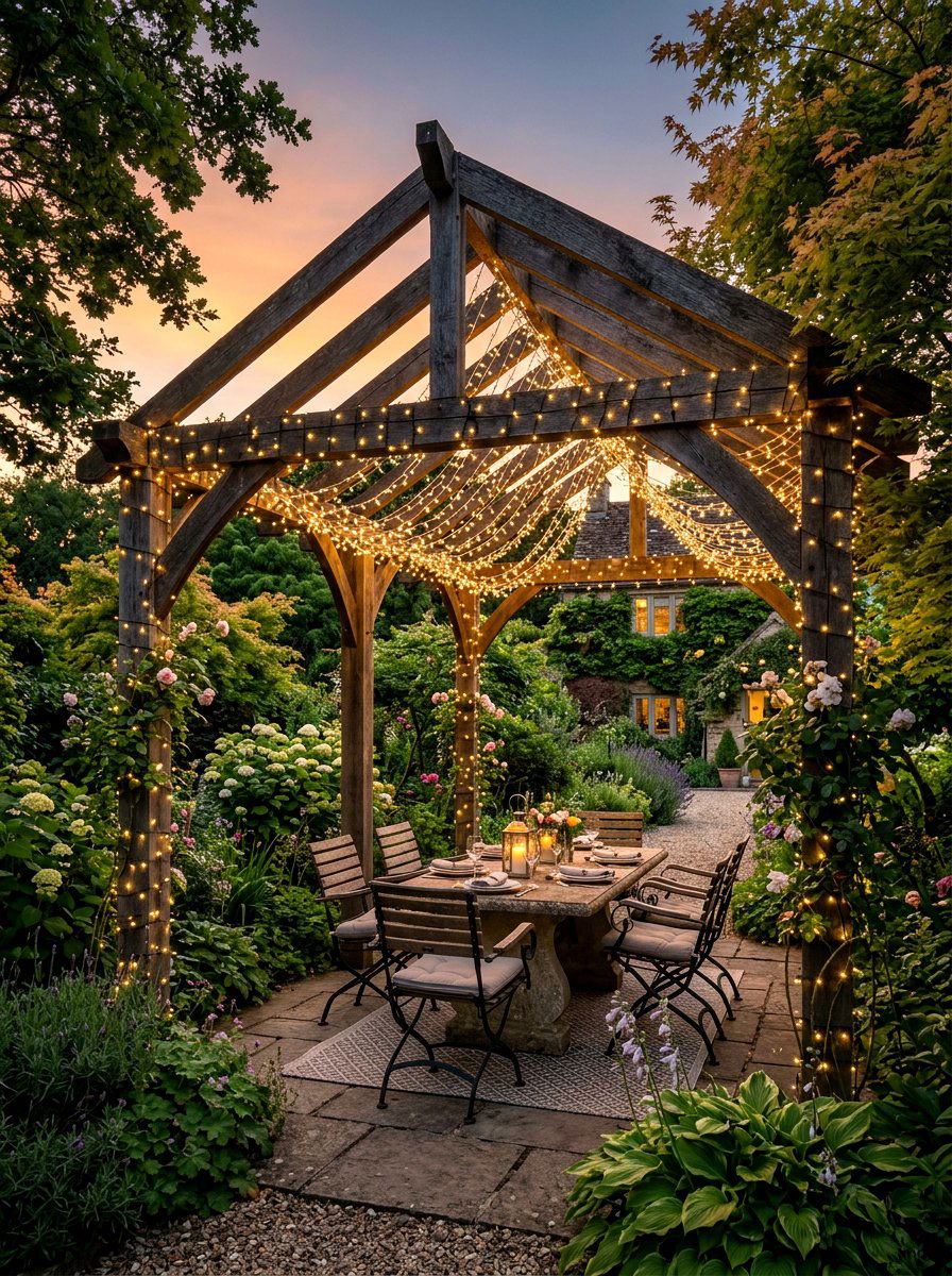 Backyard Pergola Lighting - 30 fairy light canopy ideas