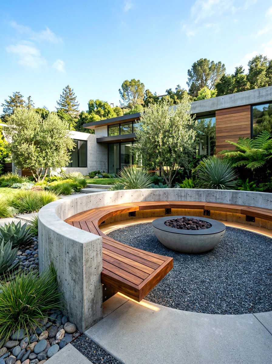 Backyard Pit Floating Benches - 30 conversation pit backyard ideas