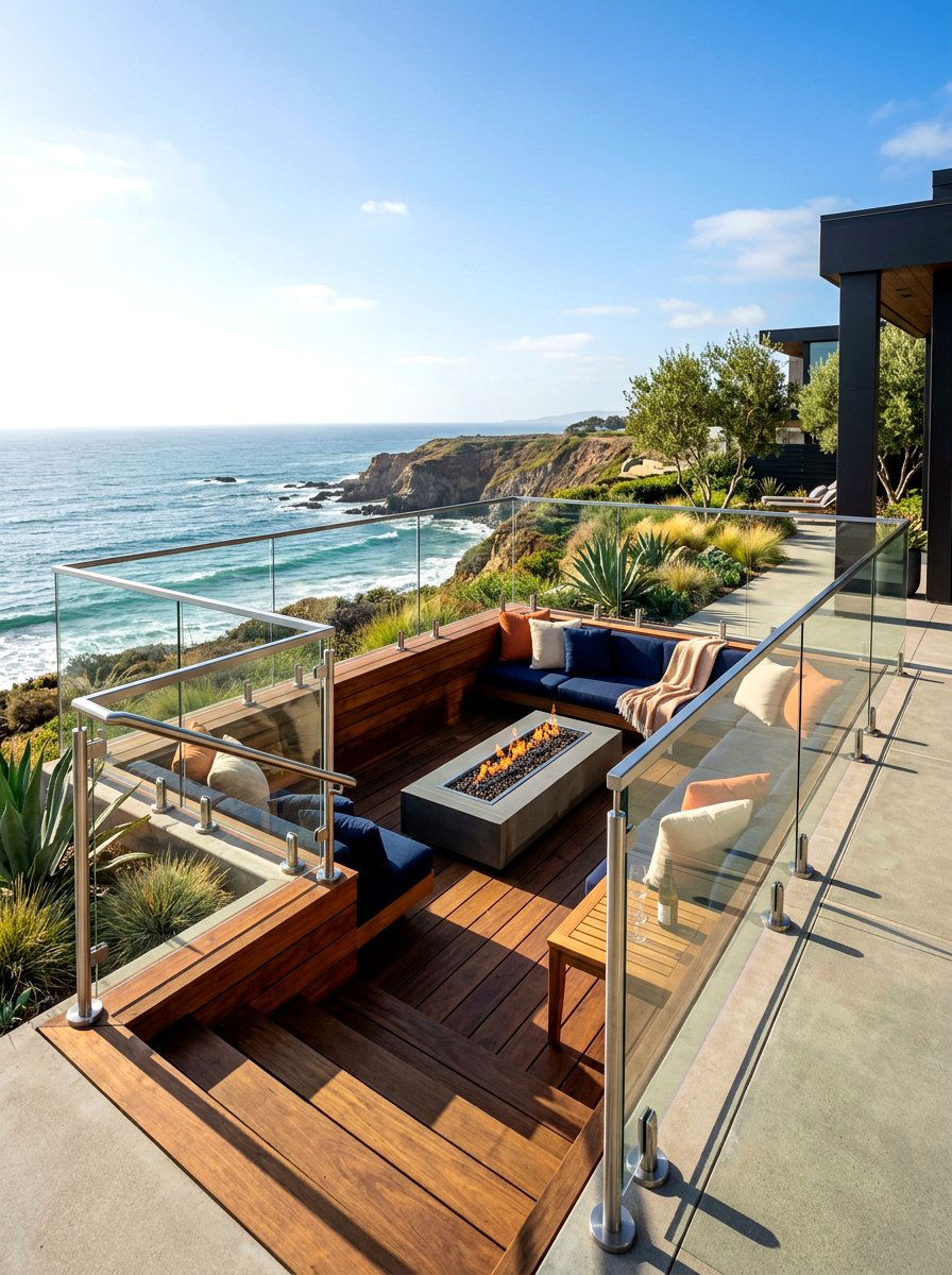 Backyard Pit Glass Railing - 30 conversation pit backyard ideas