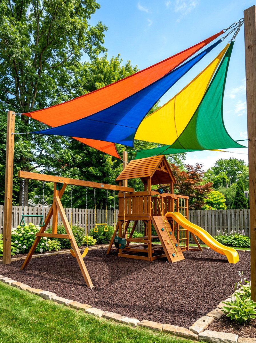 Backyard Playground Sun Shade - 30 sun sail patio ideas