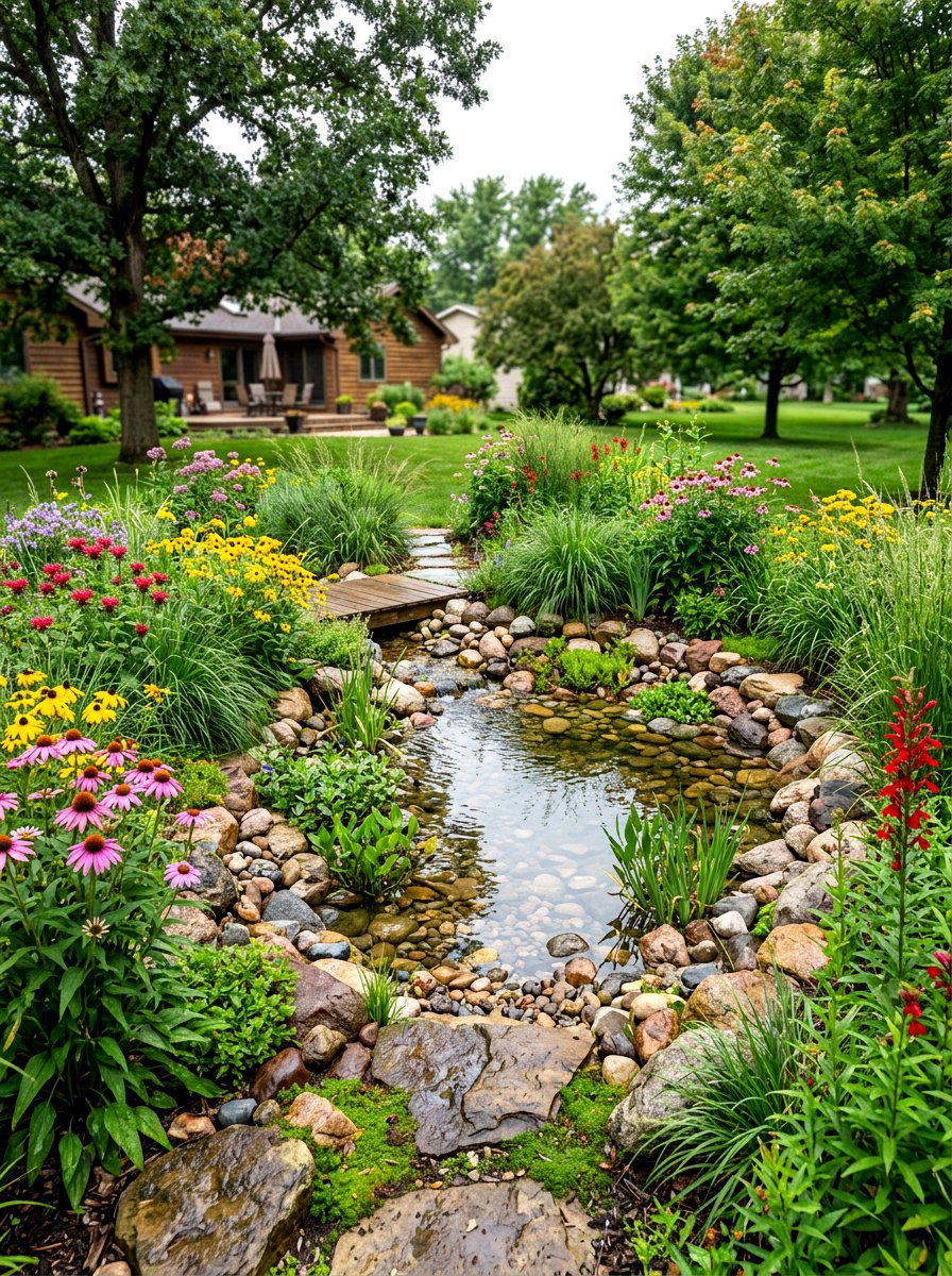 Backyard Rain Garden Pond - 30 rainwater collection ideas