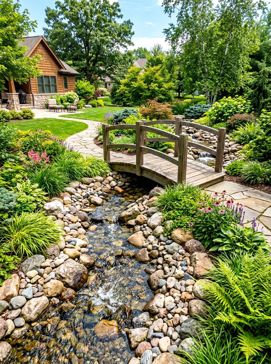 Backyard Rock Stream - 30 backyard water feature ideas