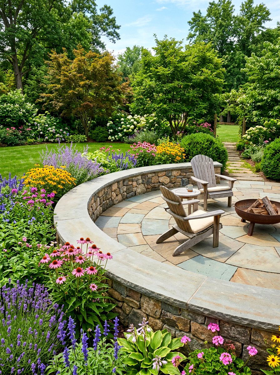 Backyard Seating Wall - 30 cozy backyard ideas