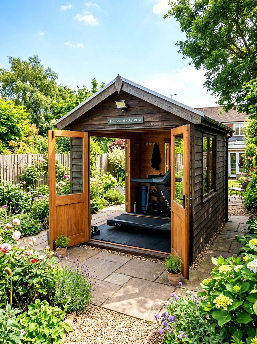 Backyard Shed Gym - 30 treadmill room ideas