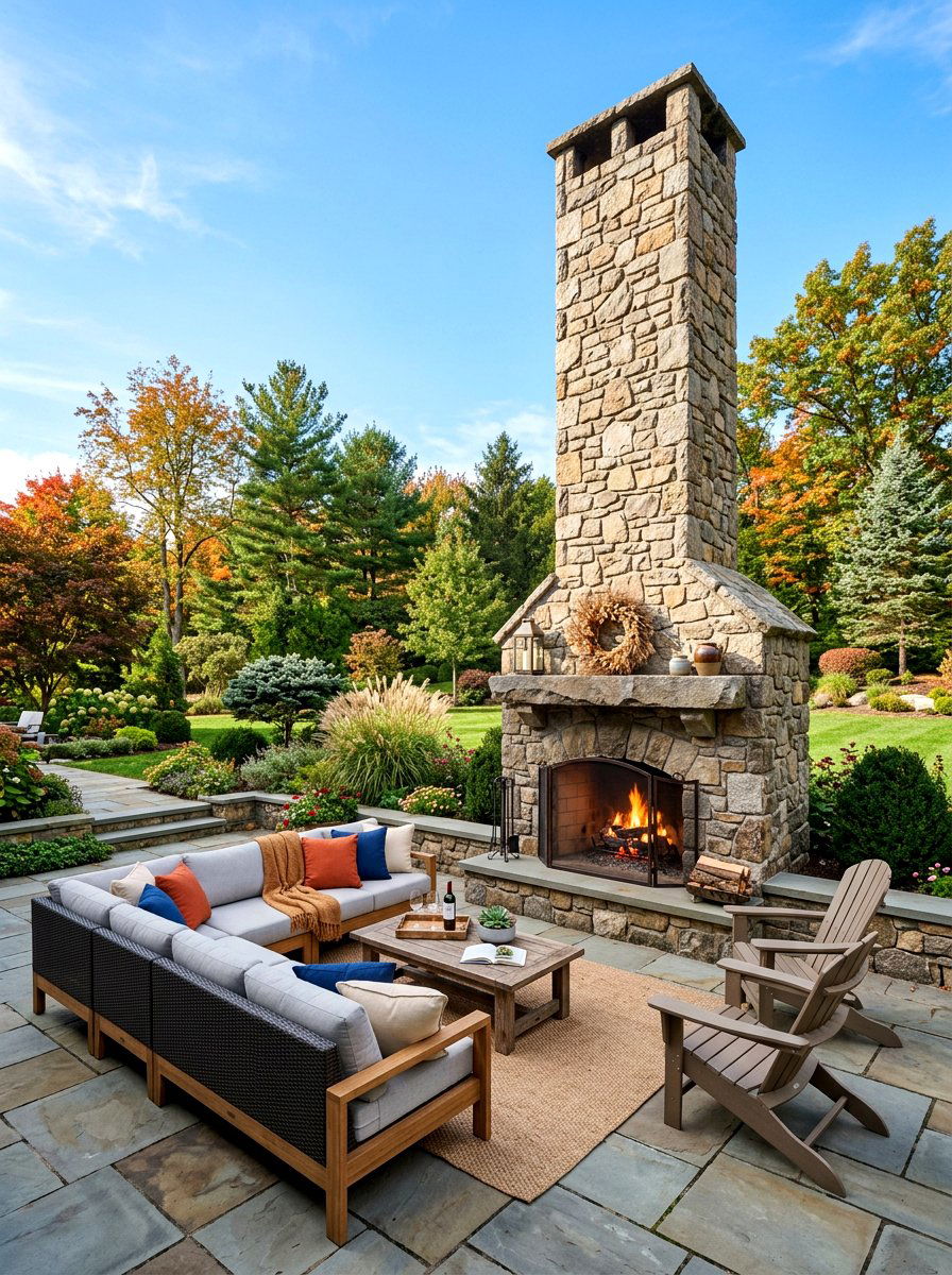 Backyard Stone Fireplace - 30 backyard decorating ideas