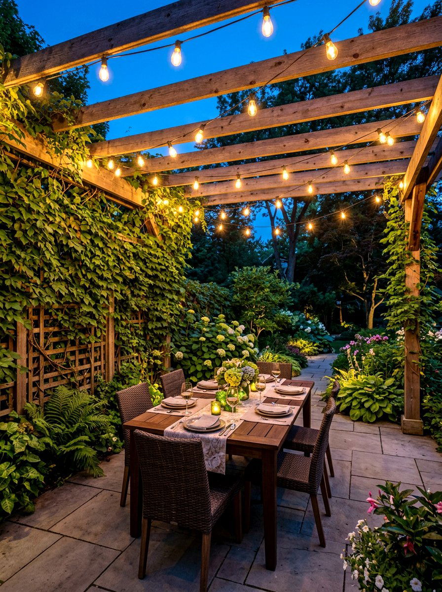 Backyard String Lighting - 30 cozy backyard ideas