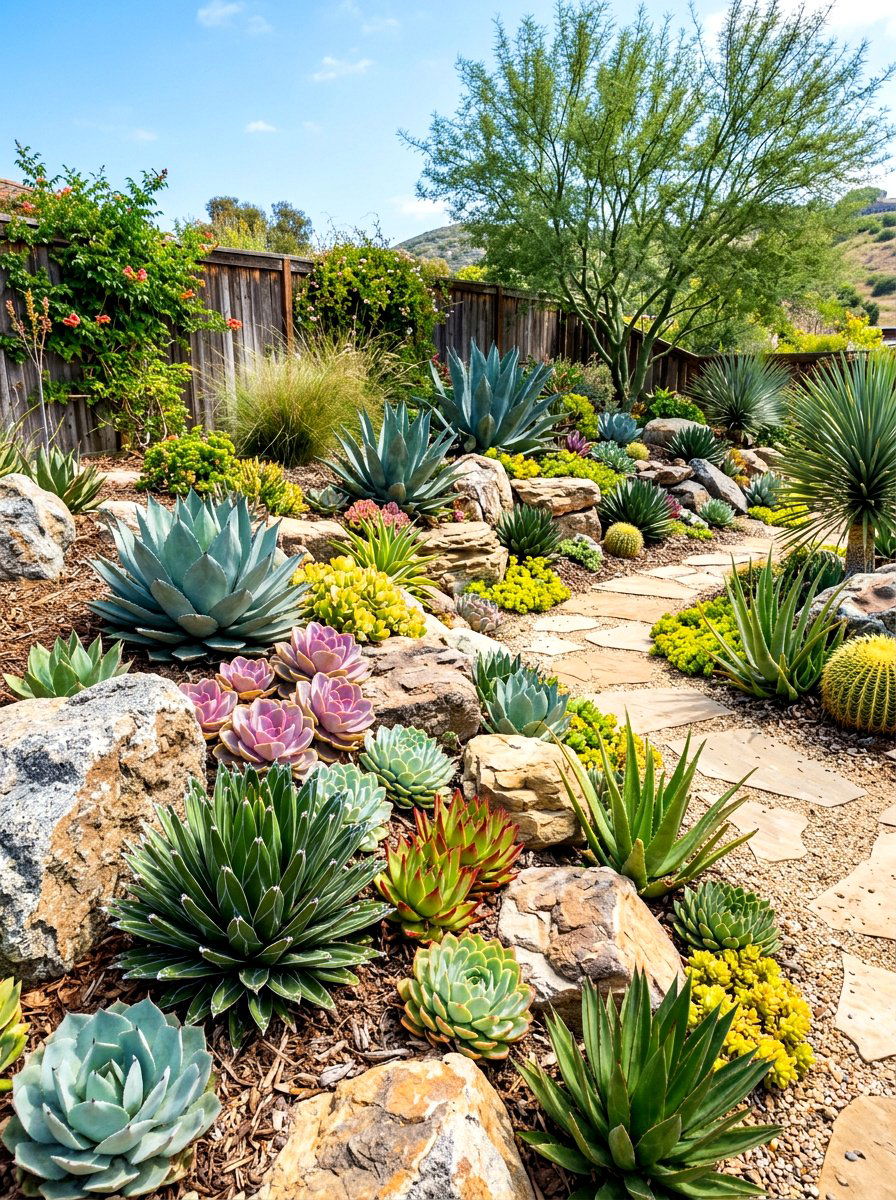 Backyard Succulent Garden - 30 sensory backyard garden ideas