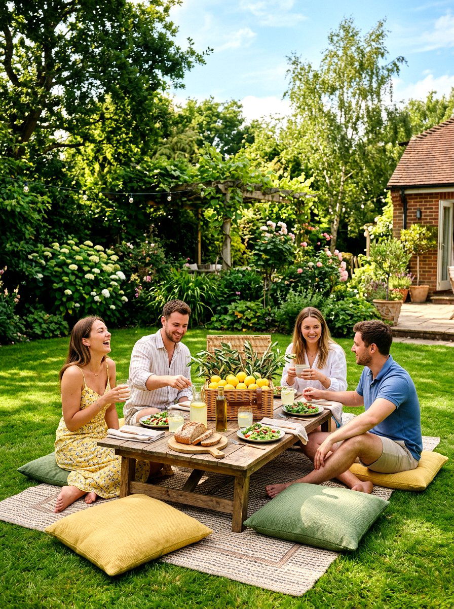 Backyard Summer Picnic - 30 lemon and olive summer tablescape ideas