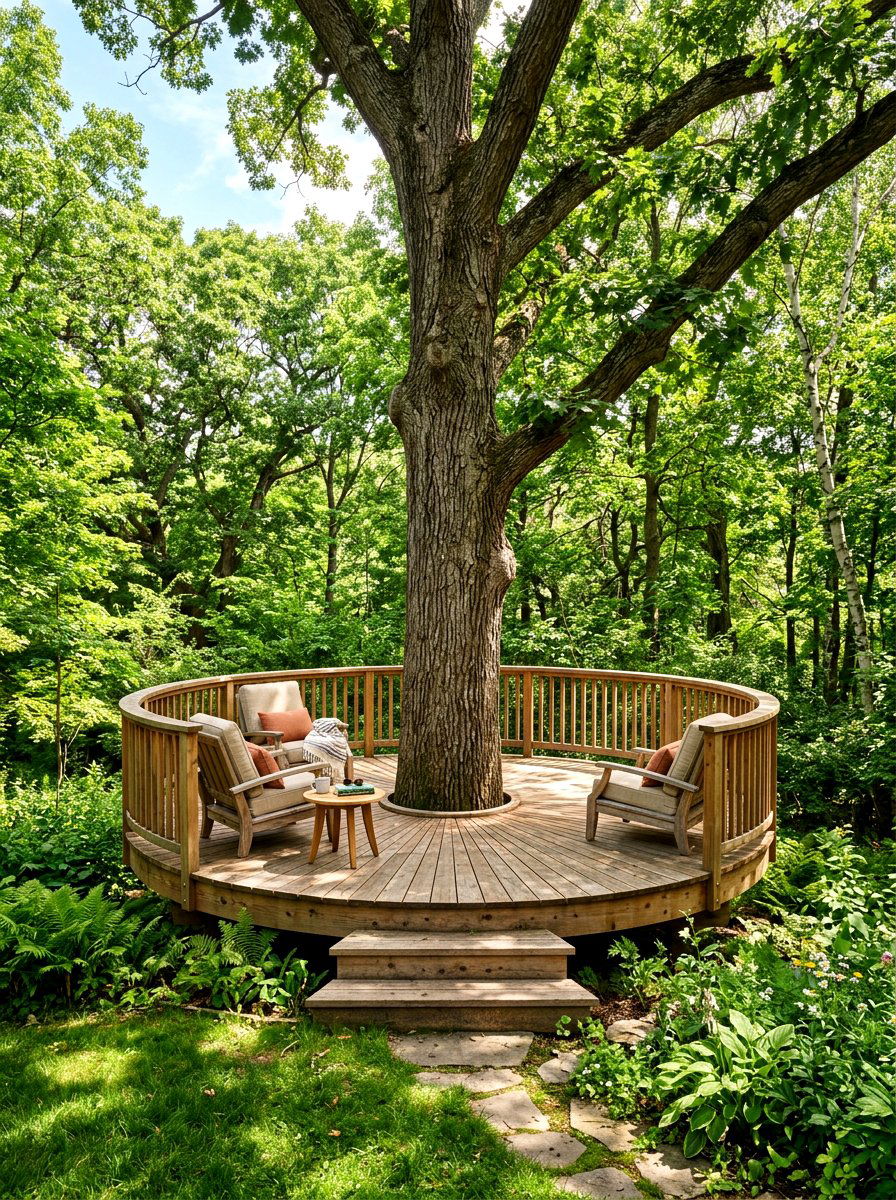 Backyard Tree Deck - 30 Pinterest backyard makeover ideas