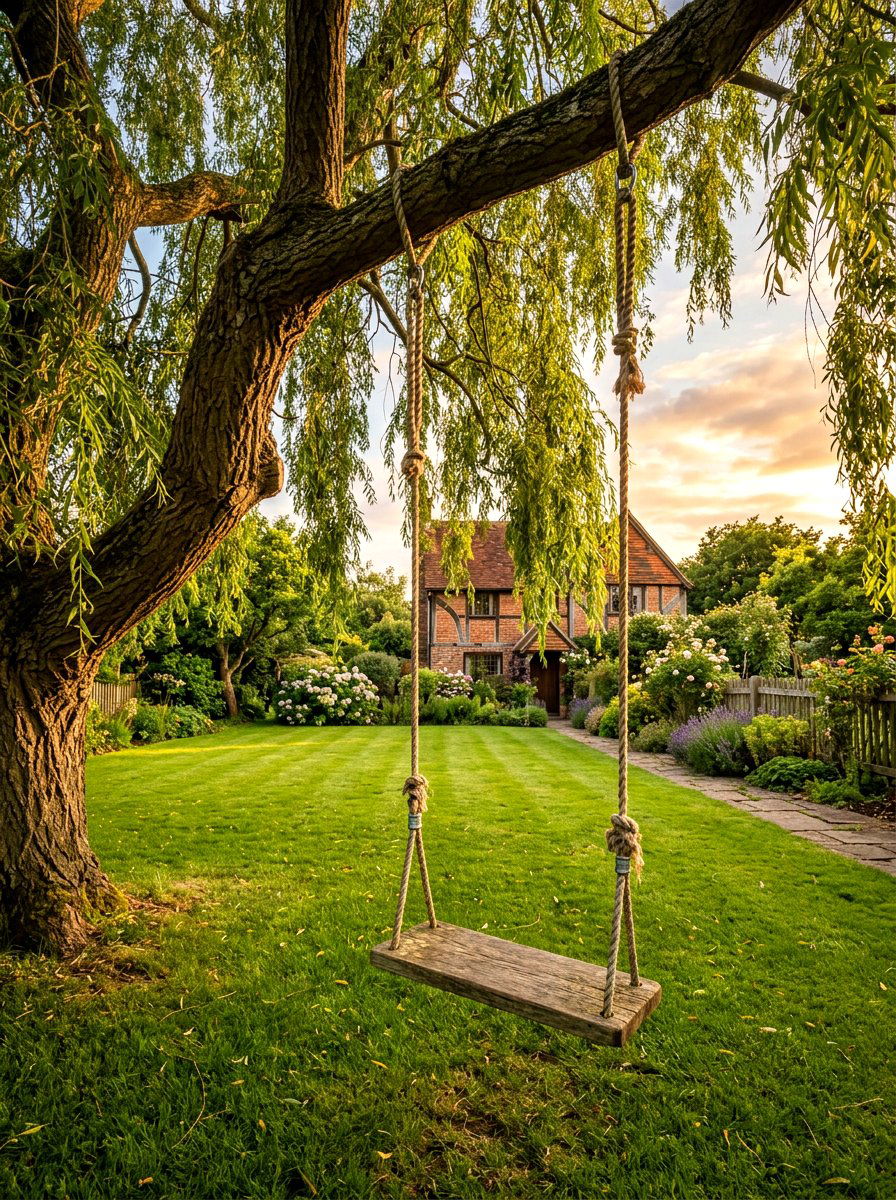 Backyard Tree Swing - 30 cozy backyard ideas