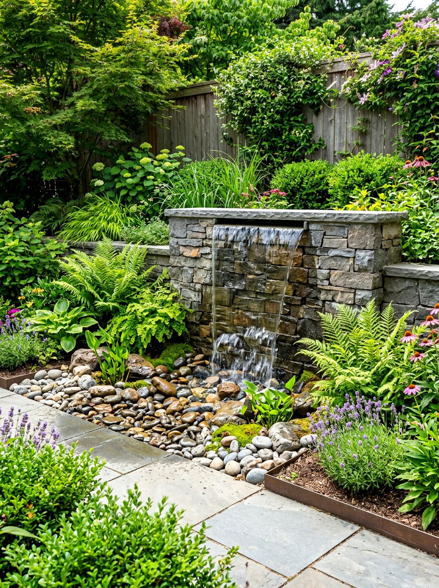 Backyard Water Feature - 30 patio makeover ideas