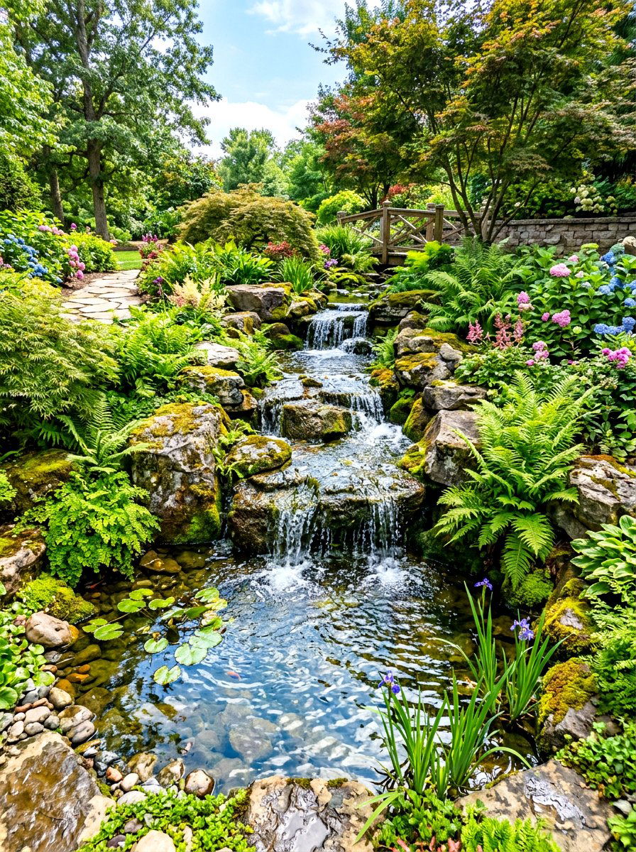 Backyard Waterfall Feature - 30 backyard garden ideas