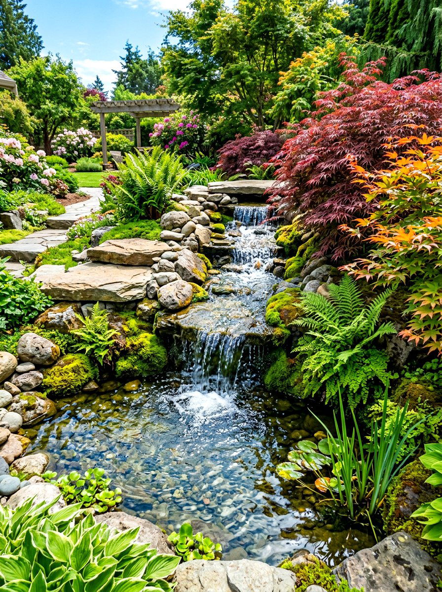 Backyard Waterfall - 30 backyard retreat ideas