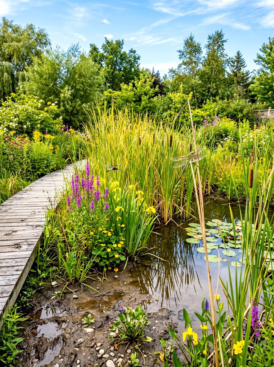 Backyard Wetland Area - 30 rewilded backyard ideas