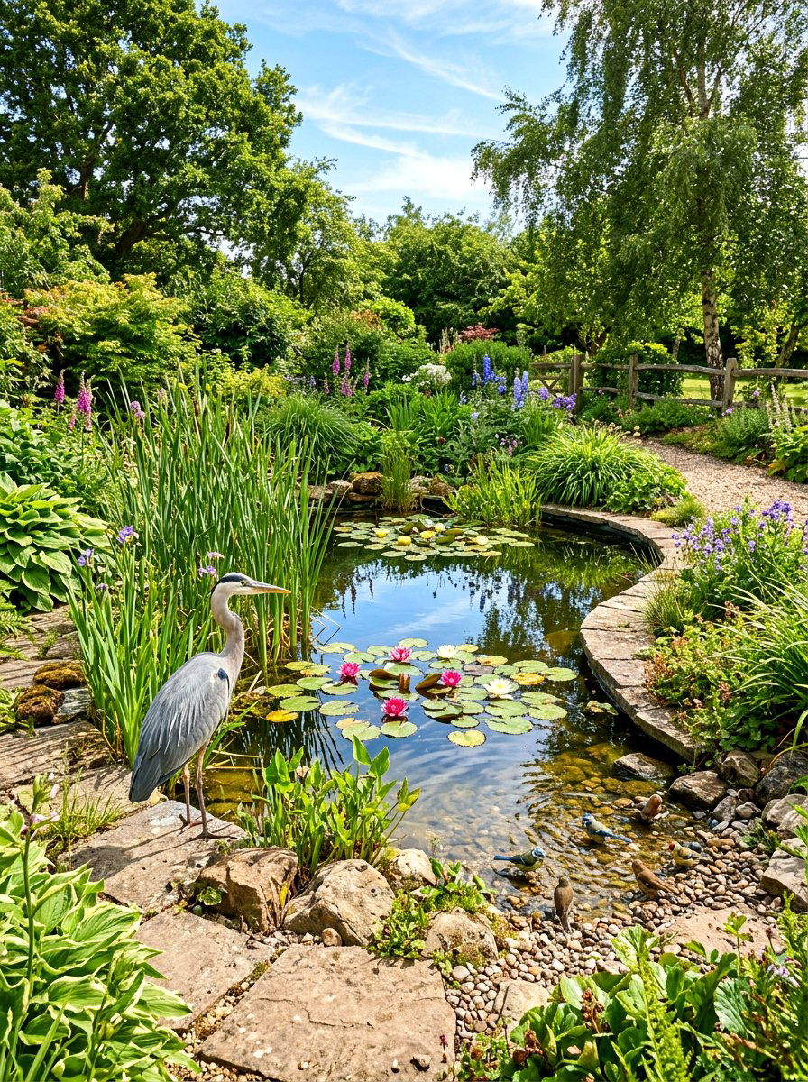 Backyard Wildlife Pond - 30 bird friendly backyard ideas