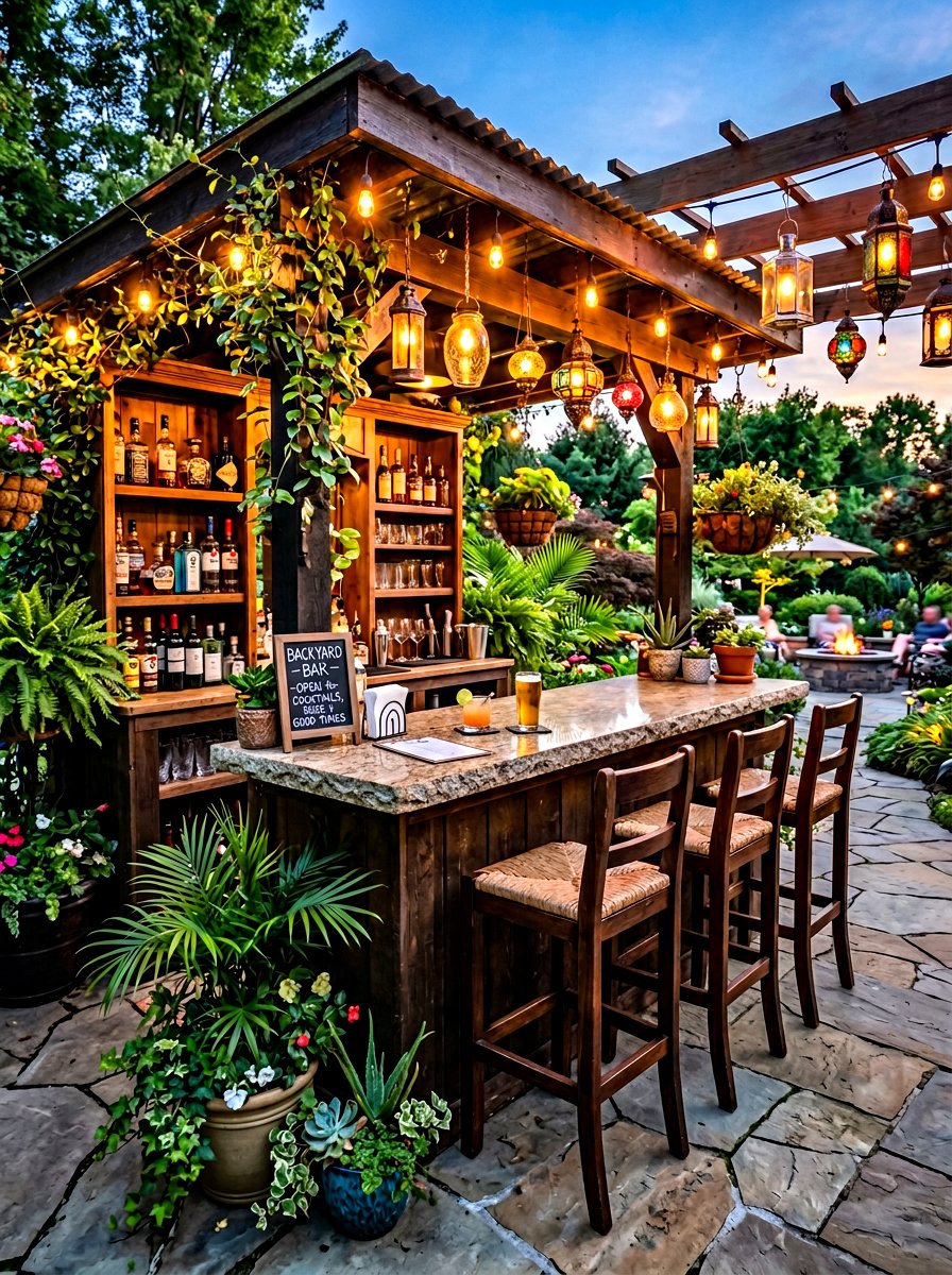 Backyard bar - 30 backyard oasis ideas