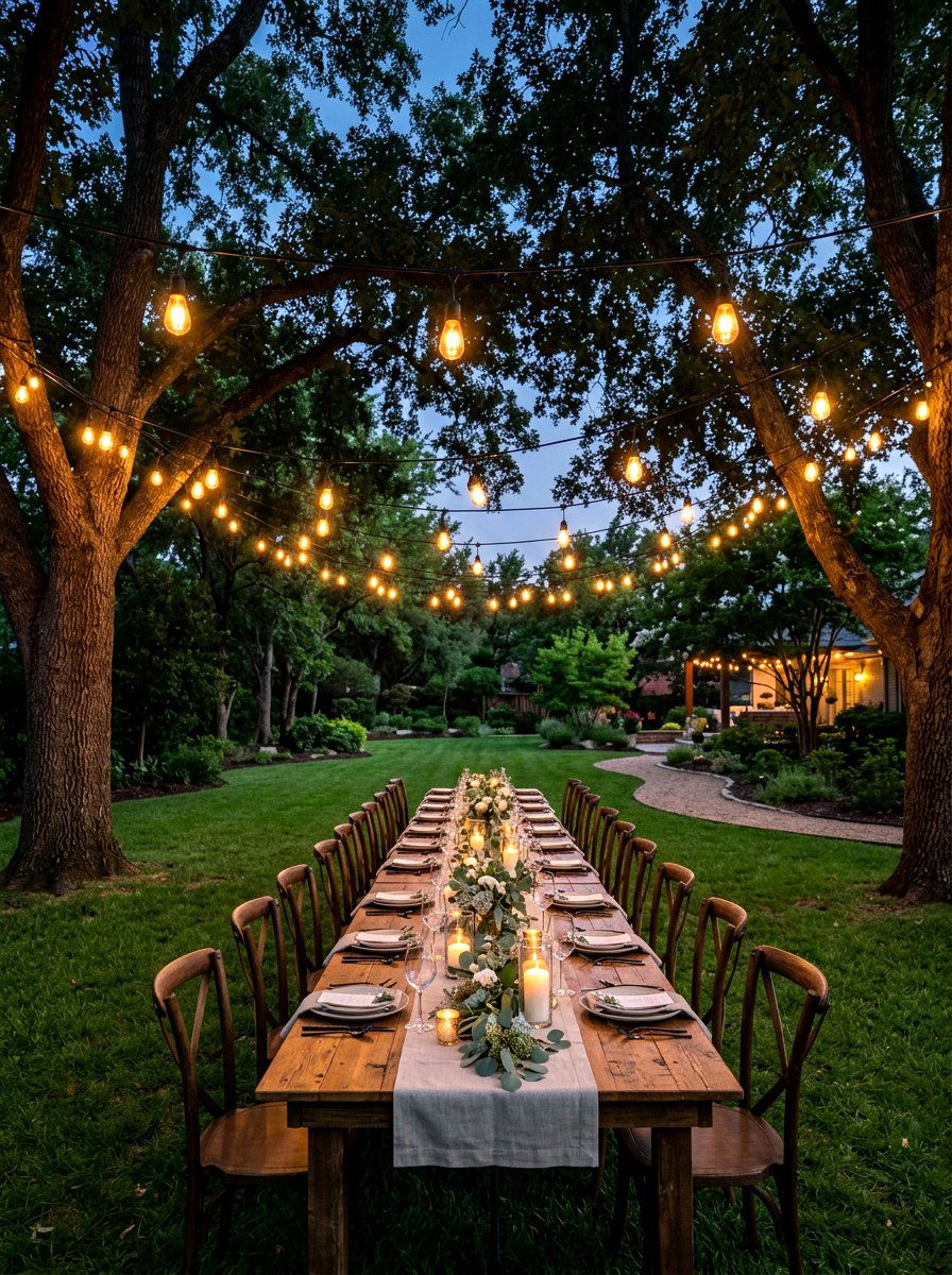 Backyard bistro lighting - 30 string light ideas