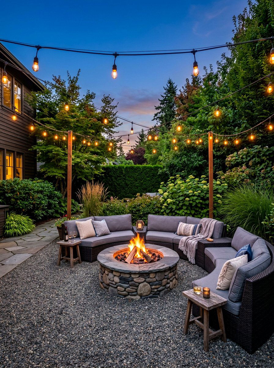 Backyard fire pit lounge - 30 backyard destination ideas