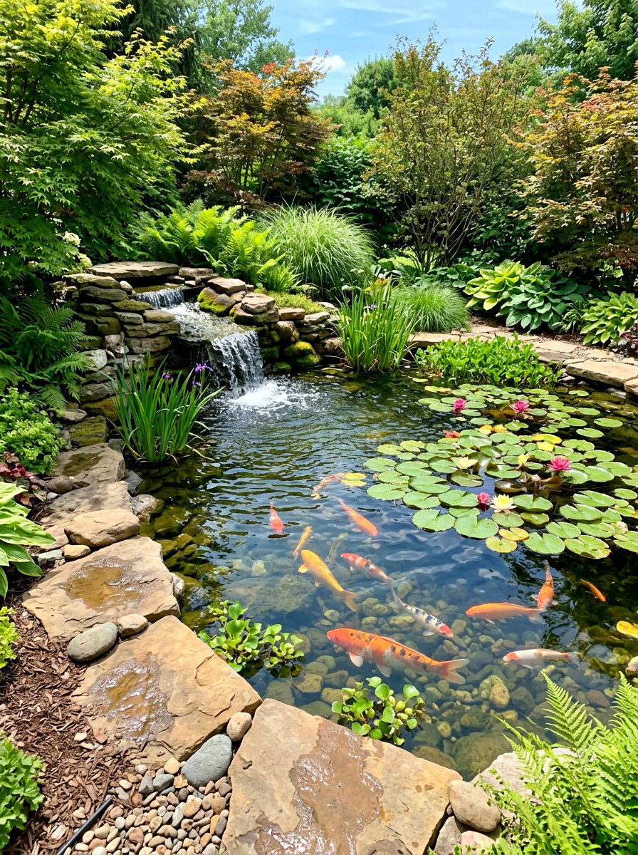 Backyard fish pond - 30 backyard oasis ideas