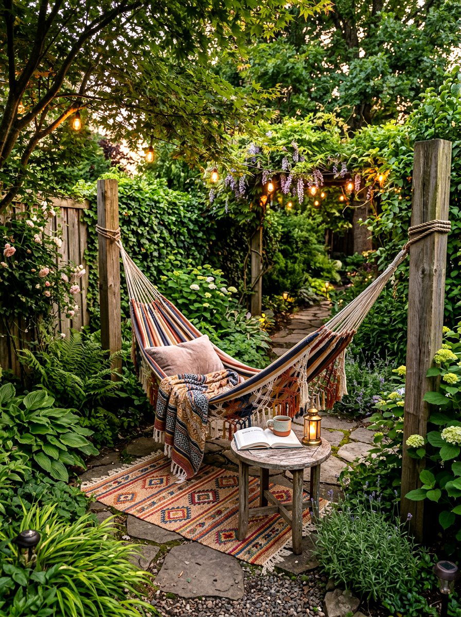 Backyard hammock spot - 30 backyard corner ideas
