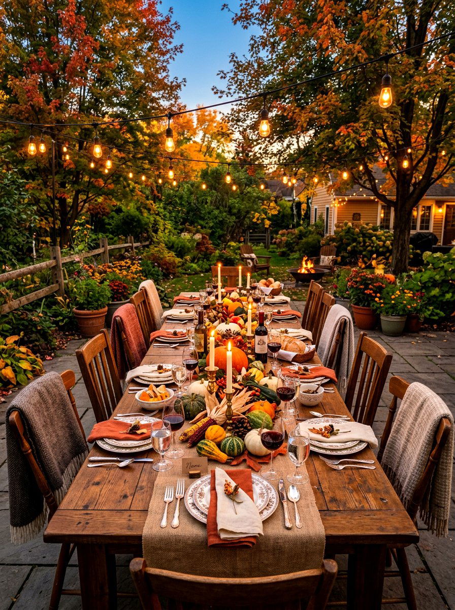Backyard harvest table - 30 fall garden ideas