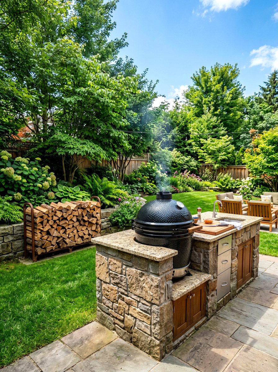 Backyard kitchen with smoker - 30 alfresco kitchen ideas