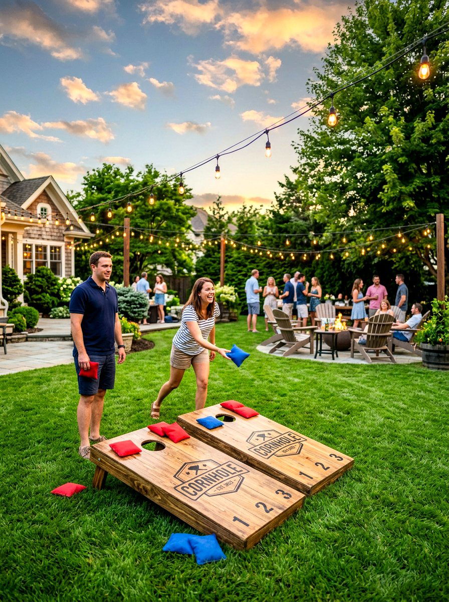 Backyard lawn games - 30 evening patio party ideas
