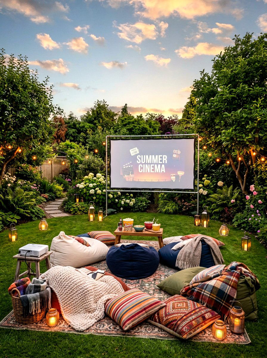 Backyard movie theater setup - 30 starlit patio hosting ideas