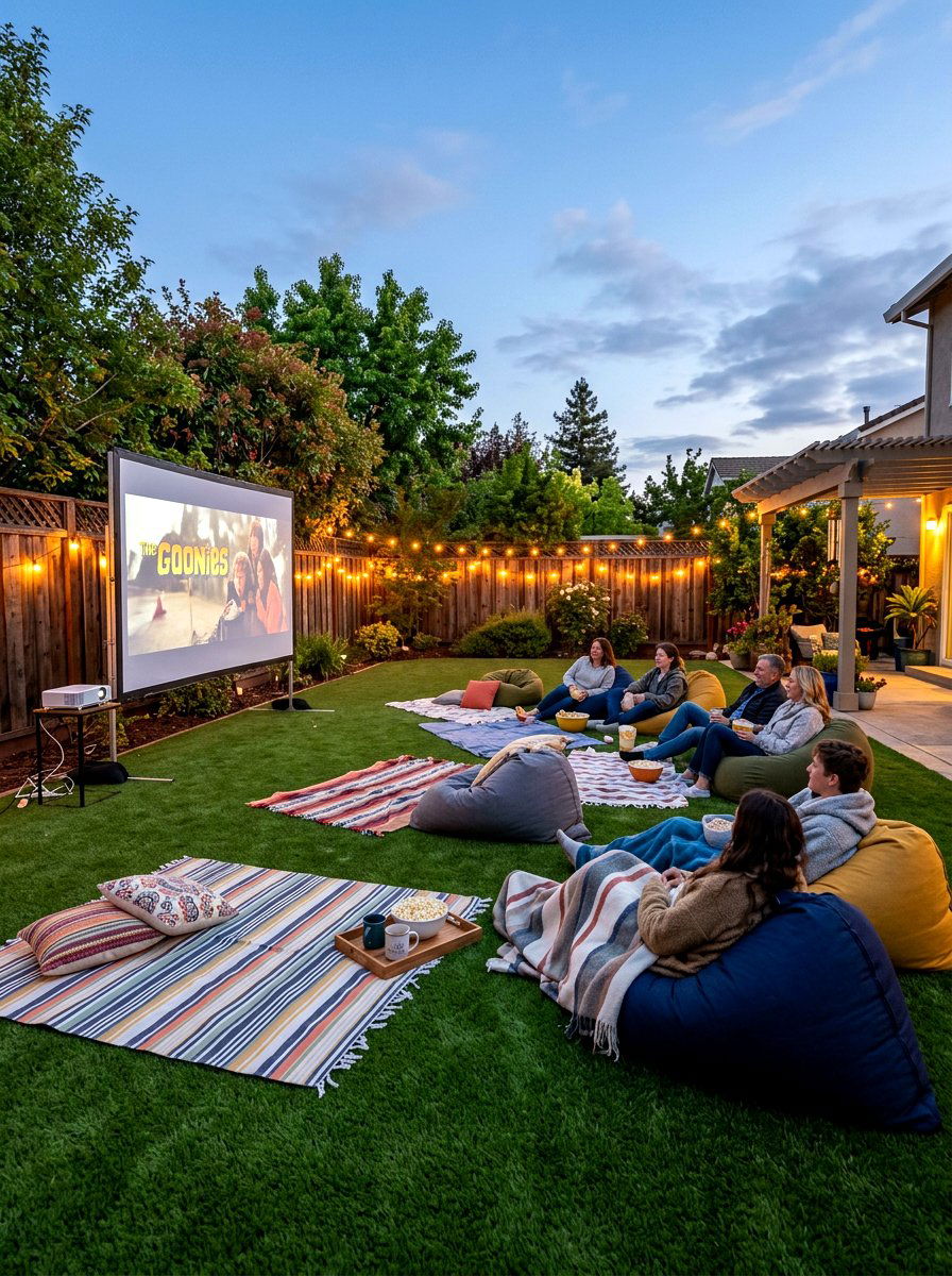 Backyard movie theater turf - 30 artificial turf backyard ideas