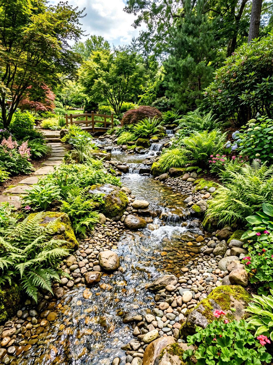 Backyard rock stream - 30 pond landscaping ideas