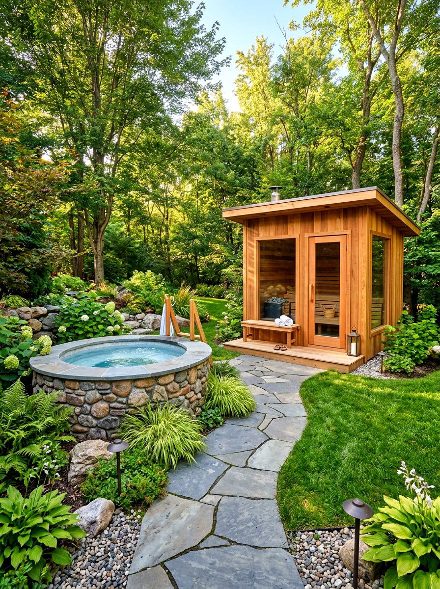 Backyard sauna with cold plunge - 30 outdoor sauna backyard ideas aesthetic