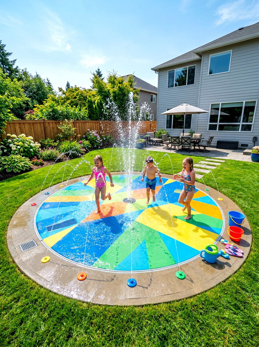Backyard splash pad - 30 kids backyard play area ideas