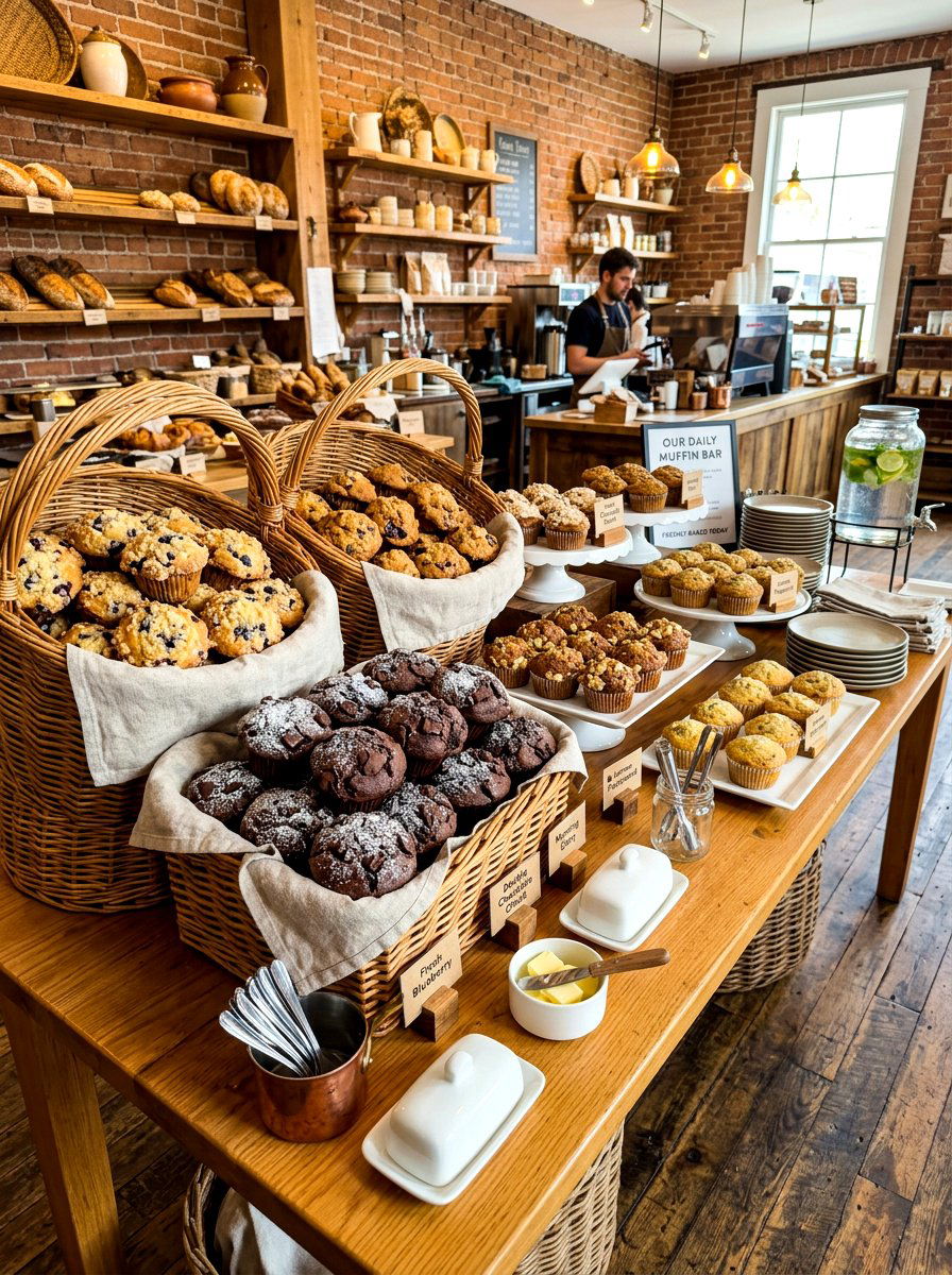 Bakery Muffin Buffet - 30 breakfast buffet ideas