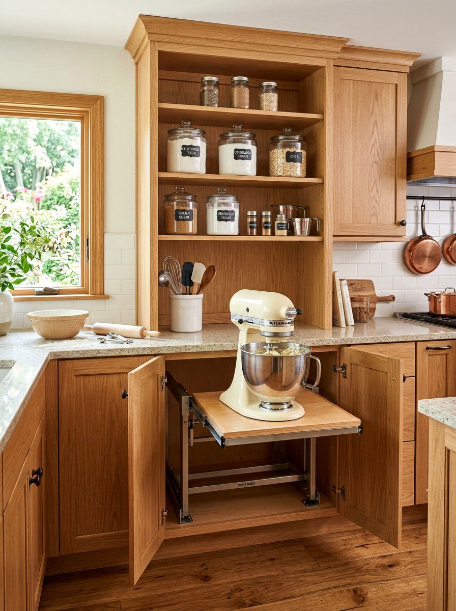 Baking Center Cabinet - 30 concealed kitchen storage ideas