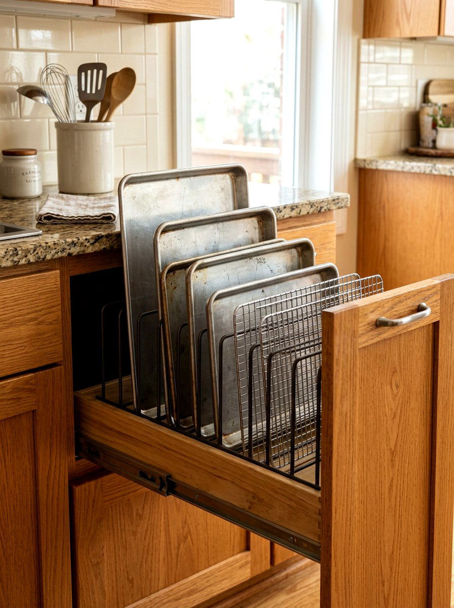 Baking Sheet Divider Rack - 30 kitchen drawer divider ideas