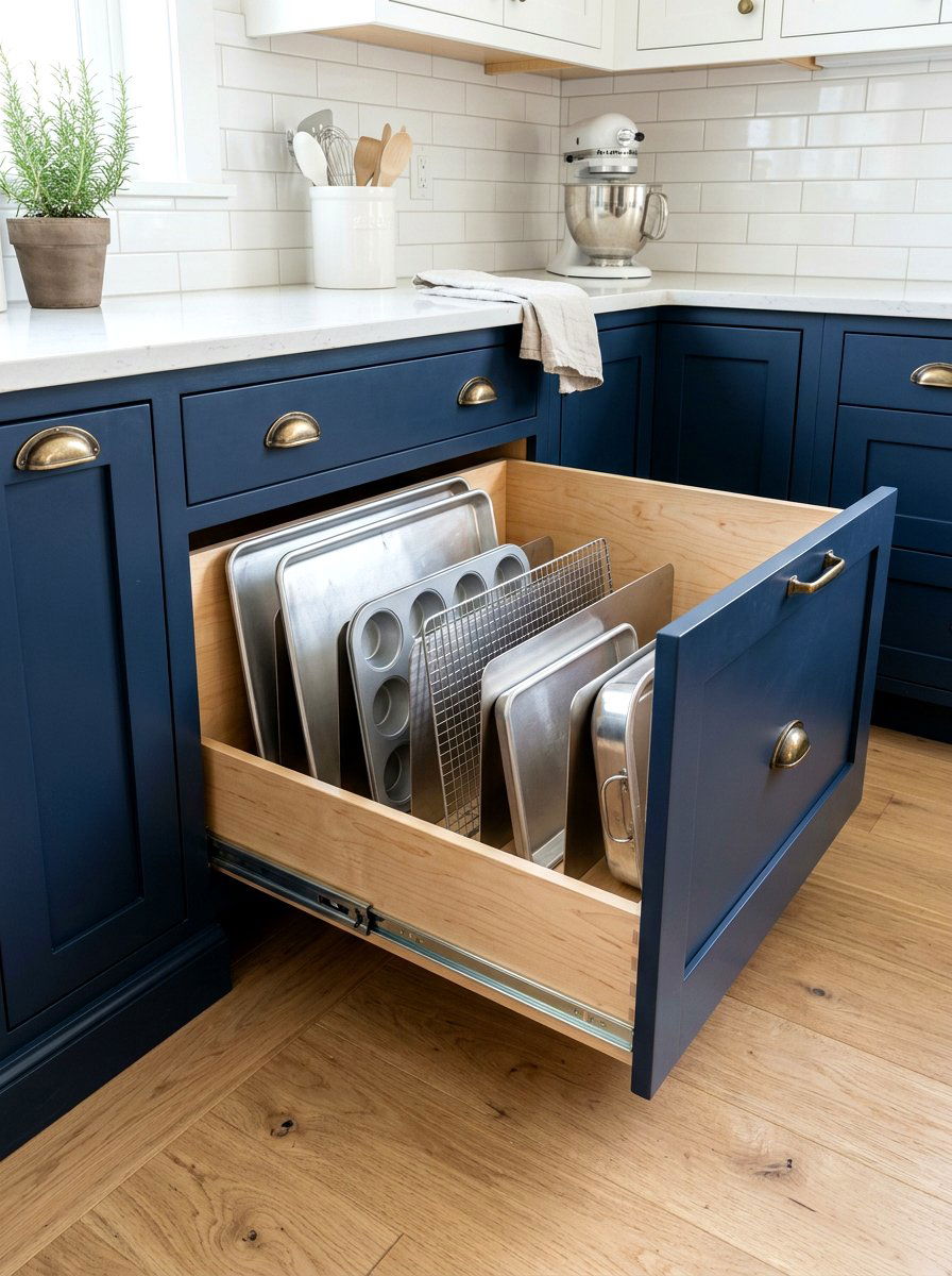 Baking Sheet Divider - 30 deep drawer storage ideas