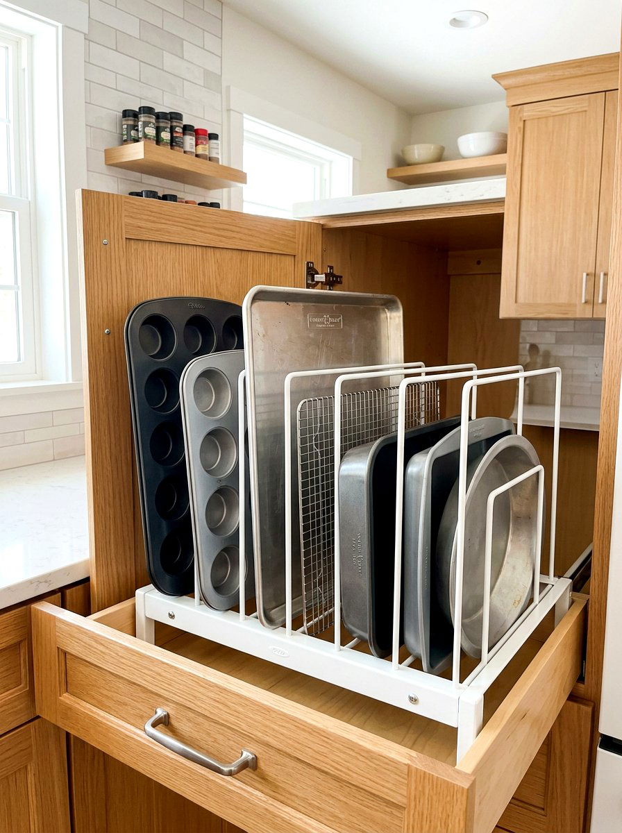 Baking Sheet Organizer - 30 organizing a tiny pantry ideas