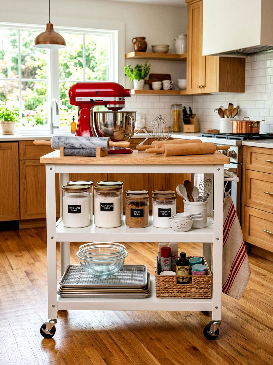 Baking Supply Rolling Cart - 30 rolling cart storage ideas