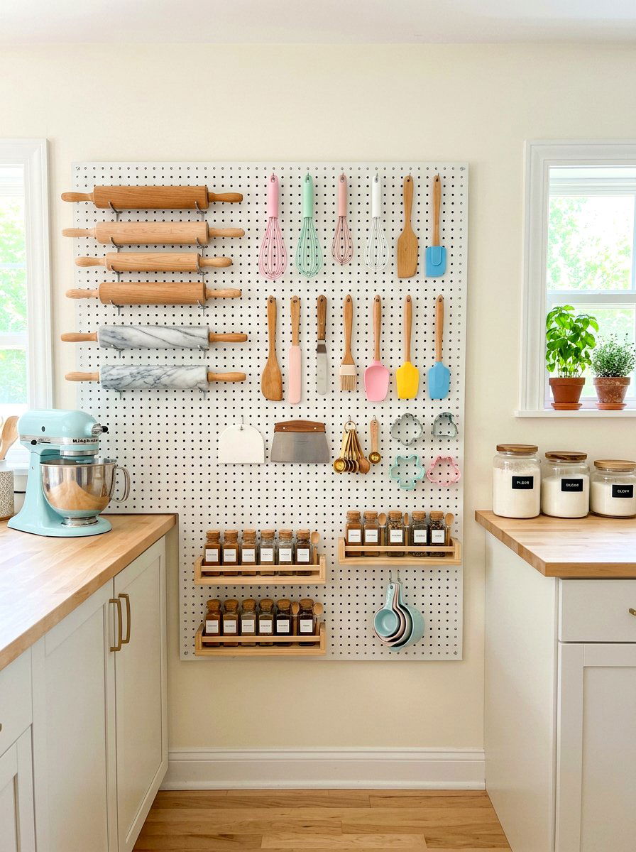 Baking Tool Pegboard Wall - 30 baking pantry ideas