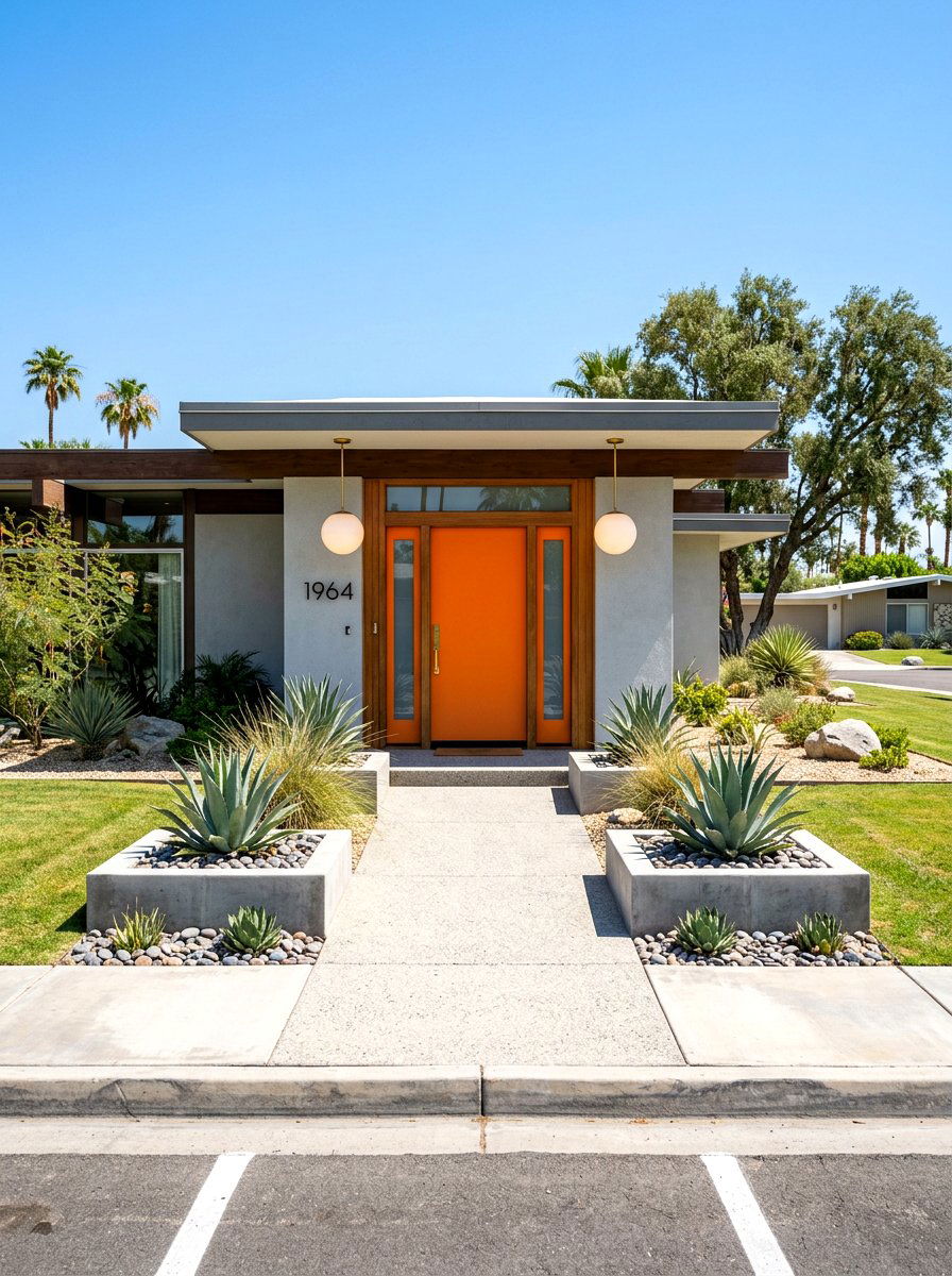 Balanced mid century modern curb - 30 symmetrical curb appeal ideas