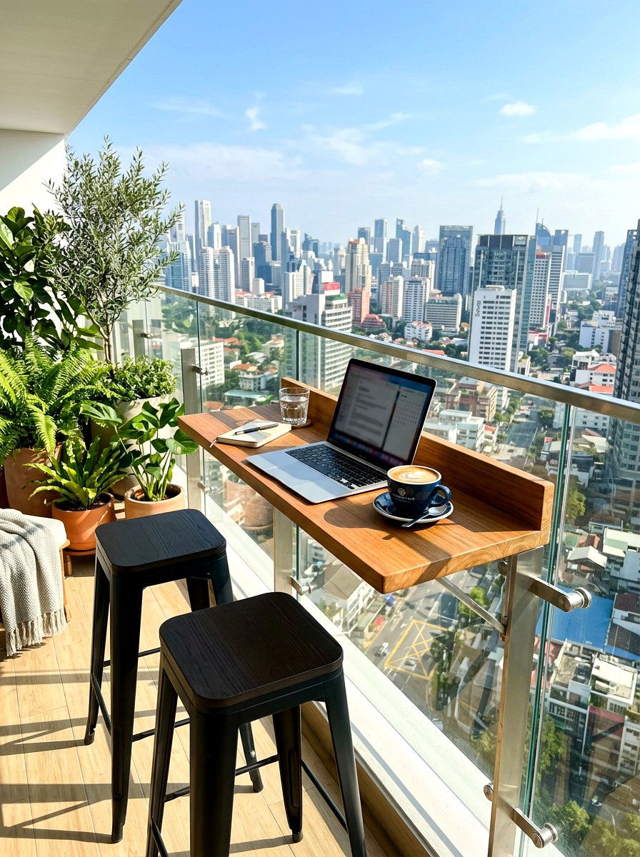 Balcony Bar Railing Table - 30 balcony cafe apartment ideas