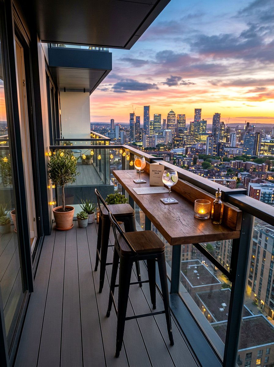 Balcony Bar Table - 30 small space outdoor furniture ideas