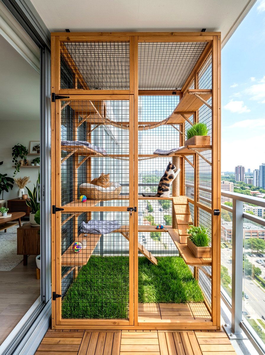 Balcony Catio for Cats - 30 urban balcony ideas