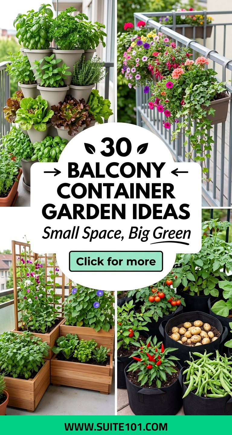 Balcony Container Garden Ideas 30 Space-Saving Ways to Grow - Balcony Container Garden Ideas: 30 Space-Saving Ways to Grow